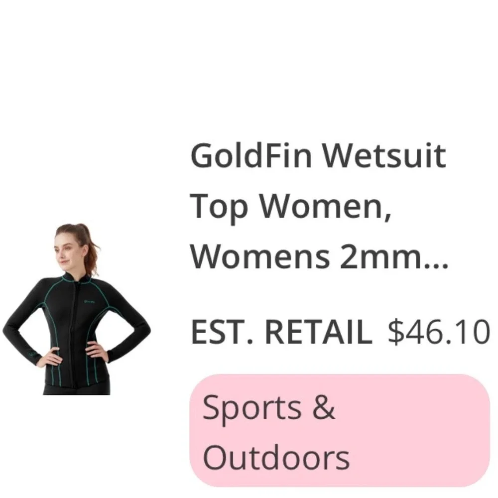 GoldFin Wetsuit Top Womens Medium Black Teal 2mm Neoprene Zip Front Excellent